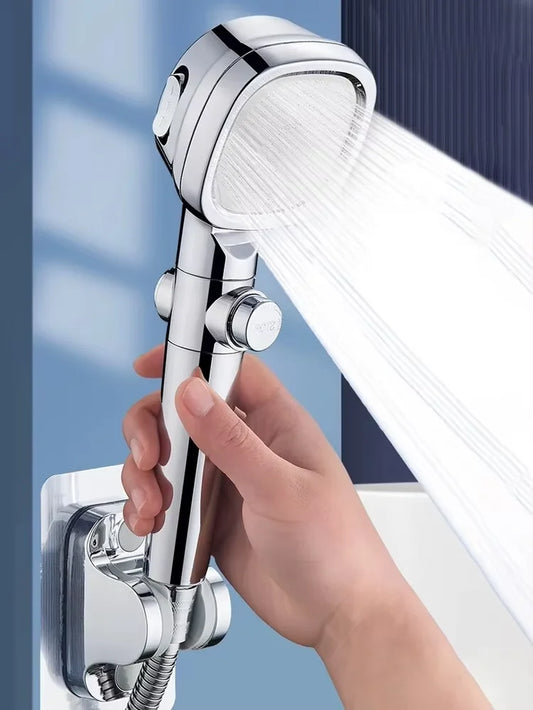Square Adjustable High Pressure Shower Head Filter Water Saving Shower Head One Click Water Stop Bathroom Accessories