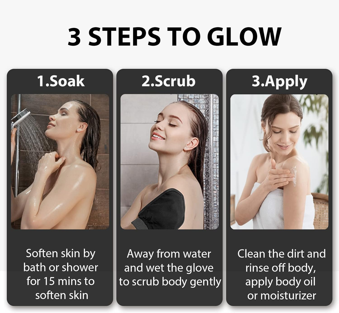 Exfoliating Gloves, Exfoliating Body Scrubber for Bath Shower Exfoliation, Body Scrub Exfoliator Loofah Sponge for Dead Skin Remover, Deep Korean Exfoliating Mitt